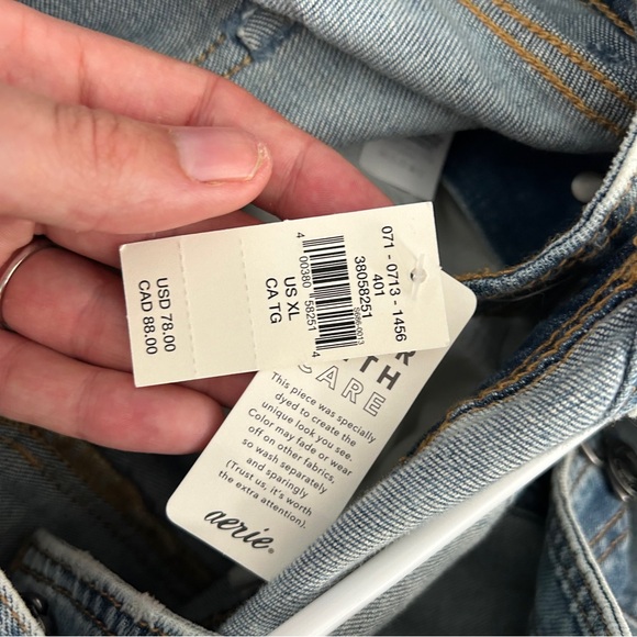 NWT Aerie Denim Wide Leg Overalls Y2K 90s Retro Casual Streetwear XL - Picture 6 of 11